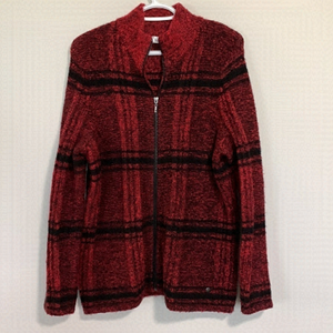 Northern Reflections Plaid Sweater Full Zipper Size Large Red and Black